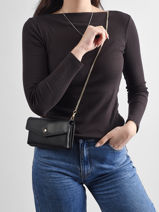 Sac Pochette Luna Cuir Avec Cha�nette Amovible Hexagona Beige luna 688422-vue-porte