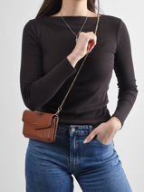 Sac Pochette Luna Cuir Avec Cha�nette Amovible Hexagona Marron luna 688422-vue-porte