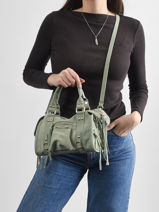 Cross Body Tas Velvet Leder Milano Groen velvet VE24093O-vue-porte