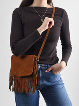 Sac Bandouli�re Velvet Milano Marron velvet VE24115O-vue-porte