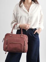 Handtas Vintage Leder Nat et nin Roze vintage MACY-vue-porte