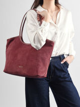 Sac Port� �paule Milan Cuir Daim Nat et nin Rose vintage MILAN-vue-porte