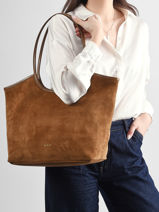 Sac Port� �paule Milan Cuir Daim Nat et nin Marron vintage MILAN-vue-porte