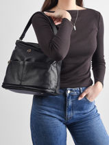 Schoudertas Soft Lulu castagnette Zwart soft AISSAM-vue-porte