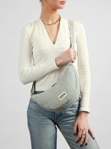 Sac Bandouli�re Rayures Coton Hindbag Bleu rayures RA-vue-porte