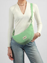 Sac Bandouli�re Rayures Coton Hindbag Vert rayures RA-vue-porte