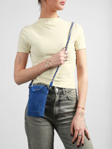 Cross Body Tas Brianna Leder Pieces Blauw brianna 17163616-vue-porte
