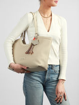 Sac Port� �paule Grigri Polyurethane David jones Beige grigri CM8380-vue-porte