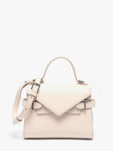 Sac Bandouli�re S Double Rabat Emilie Cuir Grain� Le tanneur Blanc emily TEMI1006