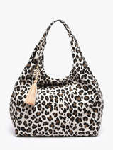 Sac Port� �paule Leopard Coton Miniprix Blanc leopard L