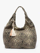 Sac Port� �paule Leopard Coton Miniprix Beige leopard L