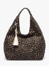 Sac Port� �paule Leopard Coton Miniprix Beige leopard L