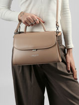 Sac Bandouli�re M Suave Cuir Lancaster Beige suave even 17-vue-porte