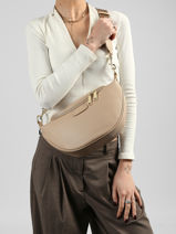 Sac Banane Cuir Lancaster Beige dune 85-vue-porte