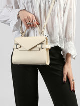 Sac Bandouli�re S Double Rabat Emilie Cuir Grain� Le tanneur Blanc emily TEMI1006-vue-porte