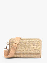 Portefeuille /cross Body Miniprix Beige raphia 1460