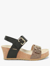 Sandales Semelle Compens�e En Cuir Mephisto Noir women P5148845