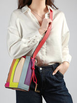 Sac Seau S Elles Colorblock Cuir Lancel Rose elles A14203-vue-porte