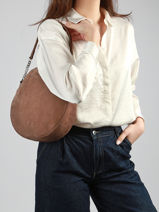 Sac Port� �paule Anna Cuir Daim Nathan baume Marron nathan 9S-vue-porte