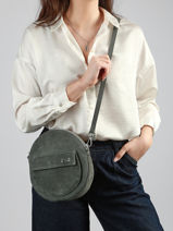 Sac Bandouli�re Dorine Cuir Daim Nathan baume Vert nathan 32PS-vue-porte