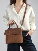 Sac Bandouli�re Clarita Cuir Textur� Nathan baume Marron nathan 18TX-vue-porte