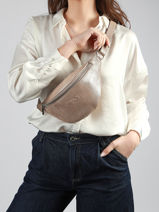 Sac Banane Small Derby Glitter Cuir Nathan baume Marron n city 25GT-vue-porte