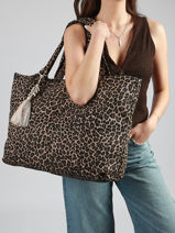 Schoudertas Leopard Katoen Miniprix Roze leopard L-vue-porte