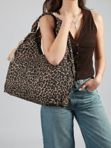 Sac Port� �paule Leopard Coton Miniprix Beige leopard L-vue-porte