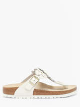 Mules Gizeh Flower En Cuir Birkenstock Blanc women 1026735