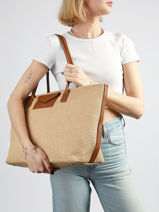 Sac Port� �paule Kba Mariniere Osier Lancaster Beige kba mariniere osier 79-vue-porte