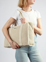 Sac Port� �paule Tressage Coton Hindbag Beige tressage TS-vue-porte