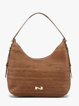 Sac Port� �paule Carrie Texture Cuir Nathan baume Marron vogue 1TX