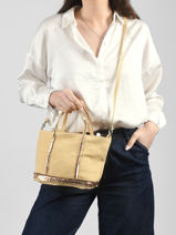 Sac Bandouli�re Baby Cabas Lin Paillettes Vanessa bruno Jaune cabas lin 31V40410-vue-porte