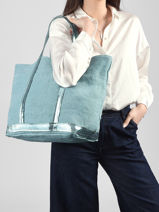 Le Cabas L Lin Et Paillettes Vanessa bruno Bleu cabas lin 31V40315-vue-porte