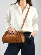 Sac Port� �paule Folk Light Cuir Gerard darel Marron folk light W405-vue-porte