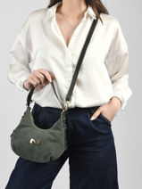 Sac Bandouli�re Sam Cuir Daim Nathan baume Vert vogue 4-vue-porte