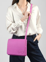 Sac Bandouli�re Brugge Cuir Nathan baume Rose n city 2-vue-porte