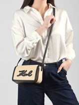 Sac Bandouli�re K Signature Raphia Karl lagerfeld Beige k signature B2W30089-vue-porte