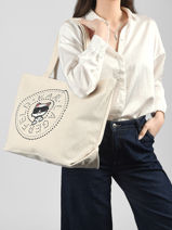 Schoudertas K Ikon Katoen Karl lagerfeld Wit k ikon B2W50075-vue-porte