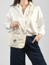 Sac Bandouli�re K Ikon Coton Karl lagerfeld Blanc k ikon B2W50089-vue-porte