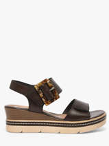 Sandales Talon Compens� En Cuir Remonte Marron women 25