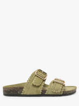 Slippers Met Riempjes Uit Leder Semerdjian Groen women ARIANNA