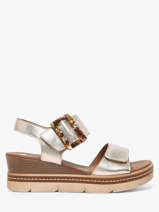 Sandalen Met Sleehak Uit Leder Remonte Goud women 90