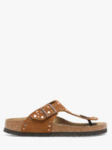 Slippers Uit Leder Birkenstock Bruin women 1031733