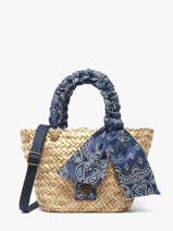 Sac Port� Main Bandana Paille Le voyage en panier Bleu bandana PM968