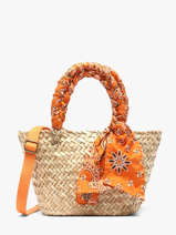 Handtas Bandana Stro Le voyage en panier Oranje bandana PM968