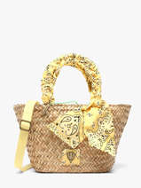 Handtas Bandana Stro Le voyage en panier Geel bandana PM968