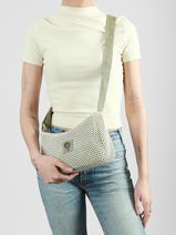 Sac Bandouli�re Resille Coton Le voyage en panier Vert resille PM942-vue-porte