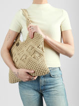 Schoudertas Estival Katoen Le voyage en panier Beige estival PM941-vue-porte