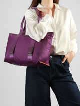 Schoudertas M Mistral Rollable Nylon En Leder Lancel Violet mistral A13995-vue-porte